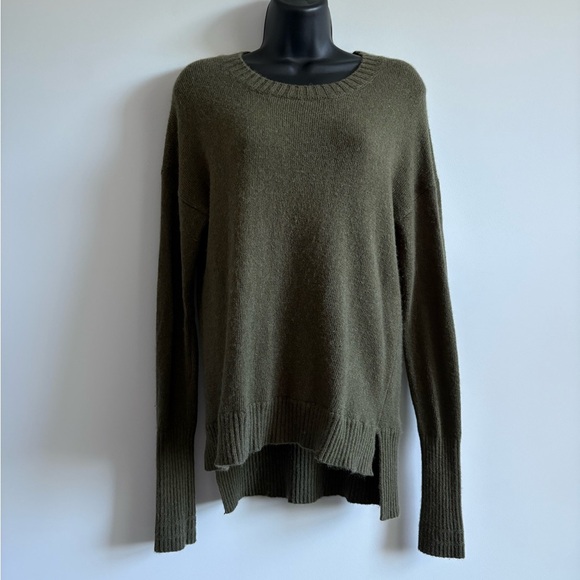 J. Crew Wool Blend Dark Olive Crew Neck Sweater | Size 8 - Picture 1 of 8